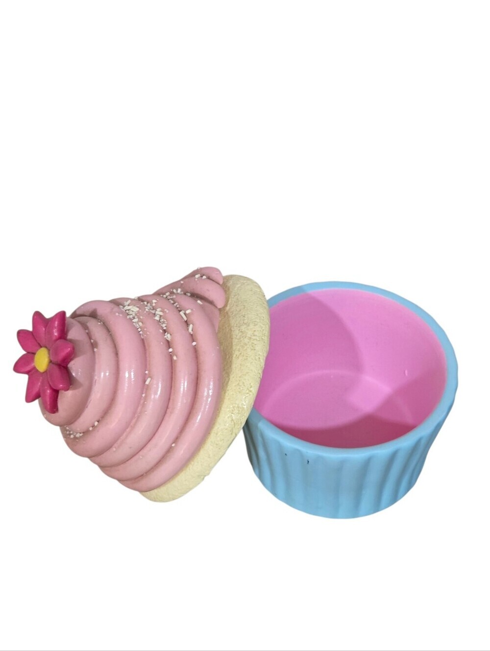 Cupcake Trinket Box Ceramic Pastel Jewelry Organizer Storage Pink Blue - Picture 4 of 9